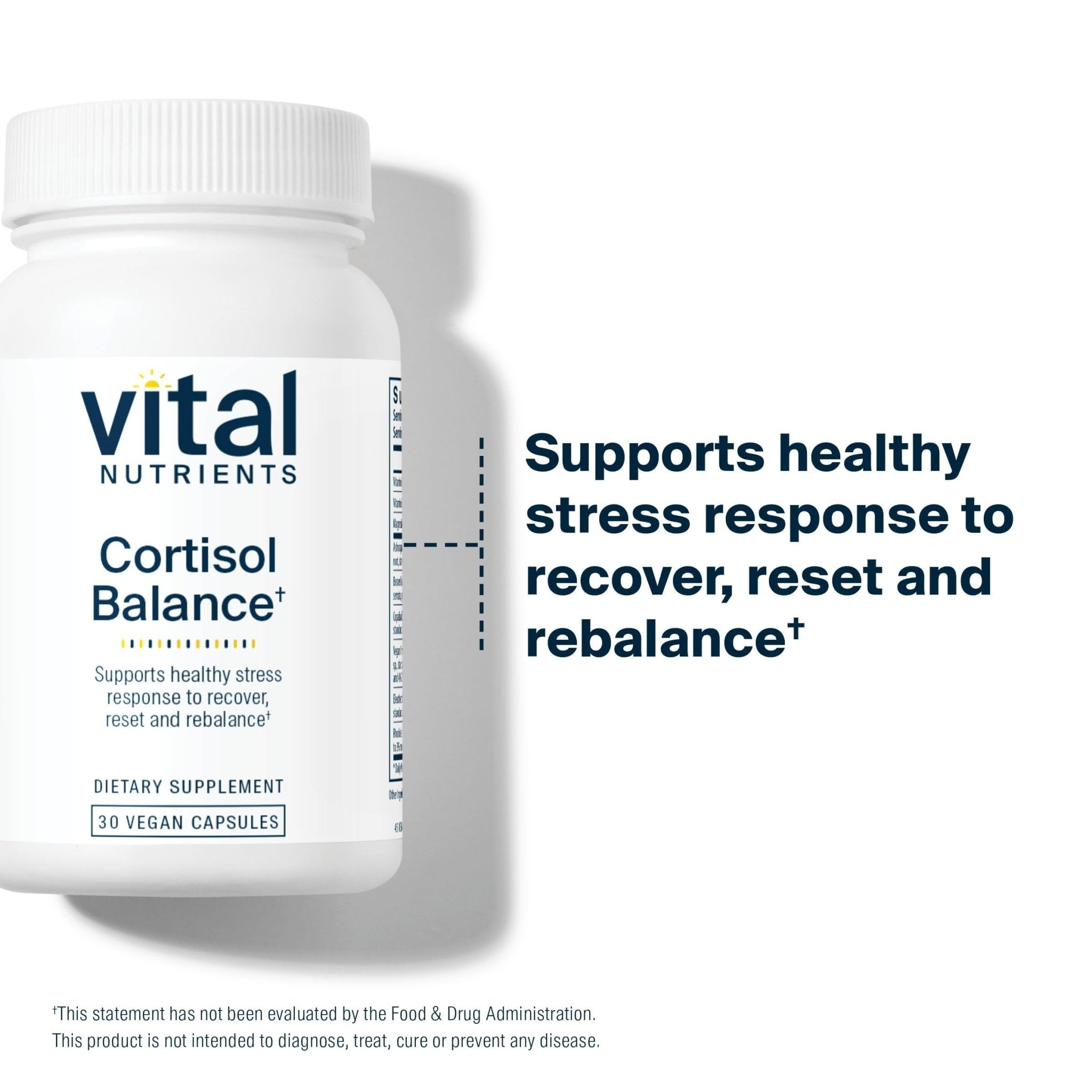 Vital Nutrients Cortisol Balance - Vegan Stress Relief Supplement - Cortisol Manager Supports Energy & Stress Levels - Ashwagandha & Magnesium for Relaxation - Gluten, Dairy, Soy Free - 30 Capsules - OzHealthStandard
