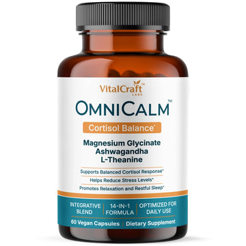 VITALCRAFT LABS OmniCalm Cortisol Supplements for Women & Men | Stress Relief & Sleep Support with Magnesium & Ashwagandha, L Theanine | 14-in-1 Cortisol Reducer, Manager, Detox – USA - OzHealthStandard