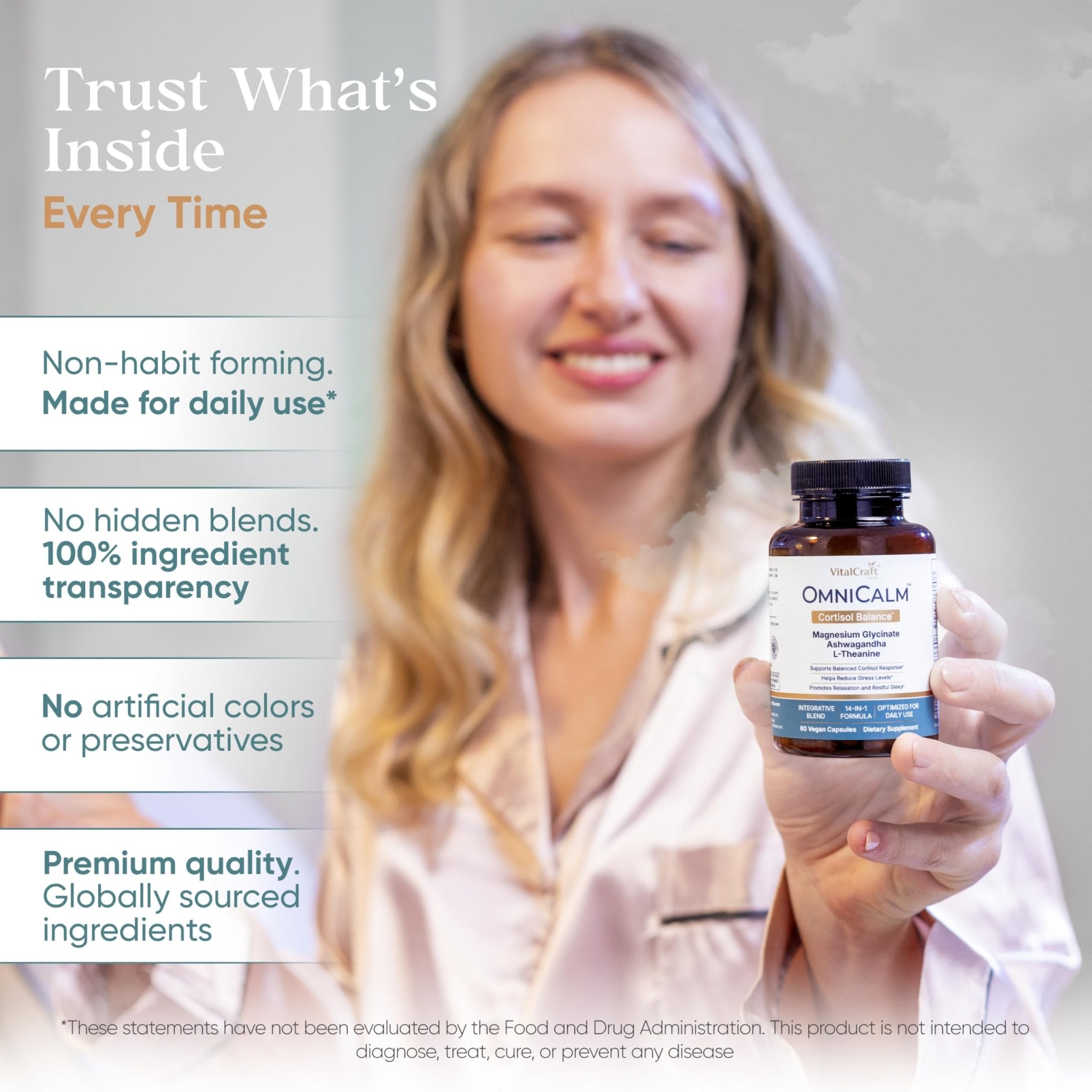 VITALCRAFT LABS OmniCalm Cortisol Supplements for Women & Men | Stress Relief & Sleep Support with Magnesium & Ashwagandha, L Theanine | 14-in-1 Cortisol Reducer, Manager, Detox – USA - OzHealthStandard