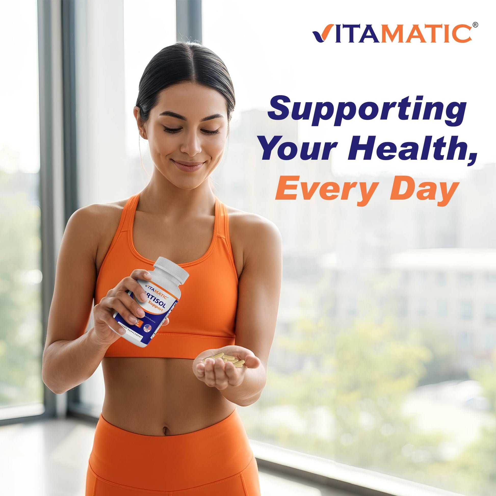 Vitamatic Cortisol Health Support - 90 Veggie Capsules - Made with Adaptogenic Blend with Ashwagandha, Rhodiola, Magnolia, L-Theanine, Phosphatidylserine - OzHealthStandard