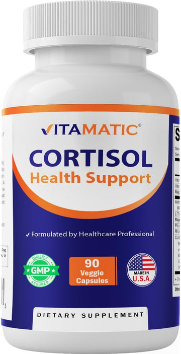 Vitamatic Cortisol Health Support - 90 Veggie Capsules - Made with Adaptogenic Blend with Ashwagandha, Rhodiola, Magnolia, L-Theanine, Phosphatidylserine - OzHealthStandard