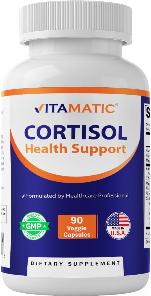 Vitamatic Cortisol Health Support - 90 Veggie Capsules - Made with Adaptogenic Blend with Ashwagandha, Rhodiola, Magnolia, L-Theanine, Phosphatidylserine - OzHealthStandard