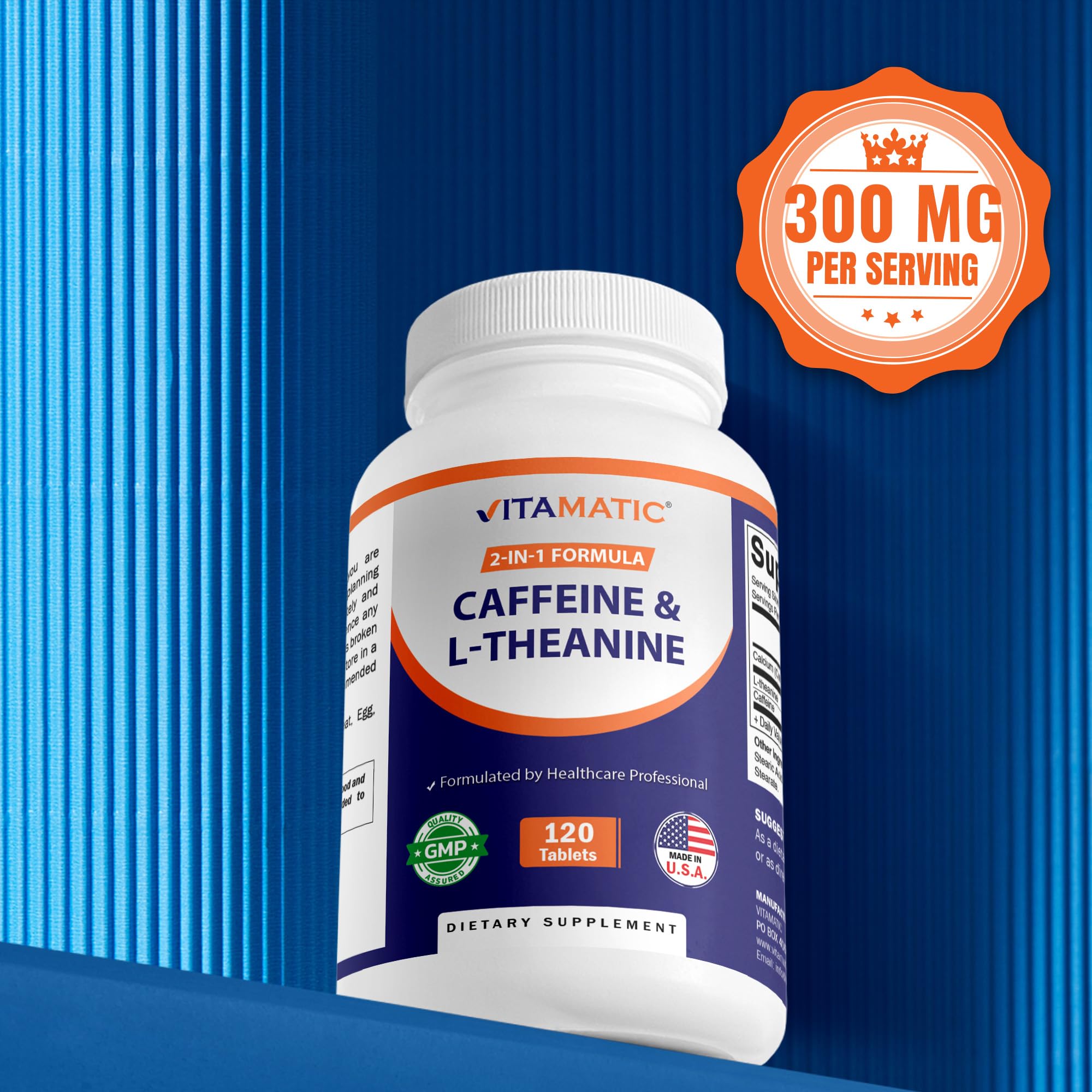 Vitamatic L-Theanine 200mg with Caffeine 100mg – 120 Vegetarian Tablets Nootropic Supplement for Focused Energy & Mental Clarity - OzHealthStandard