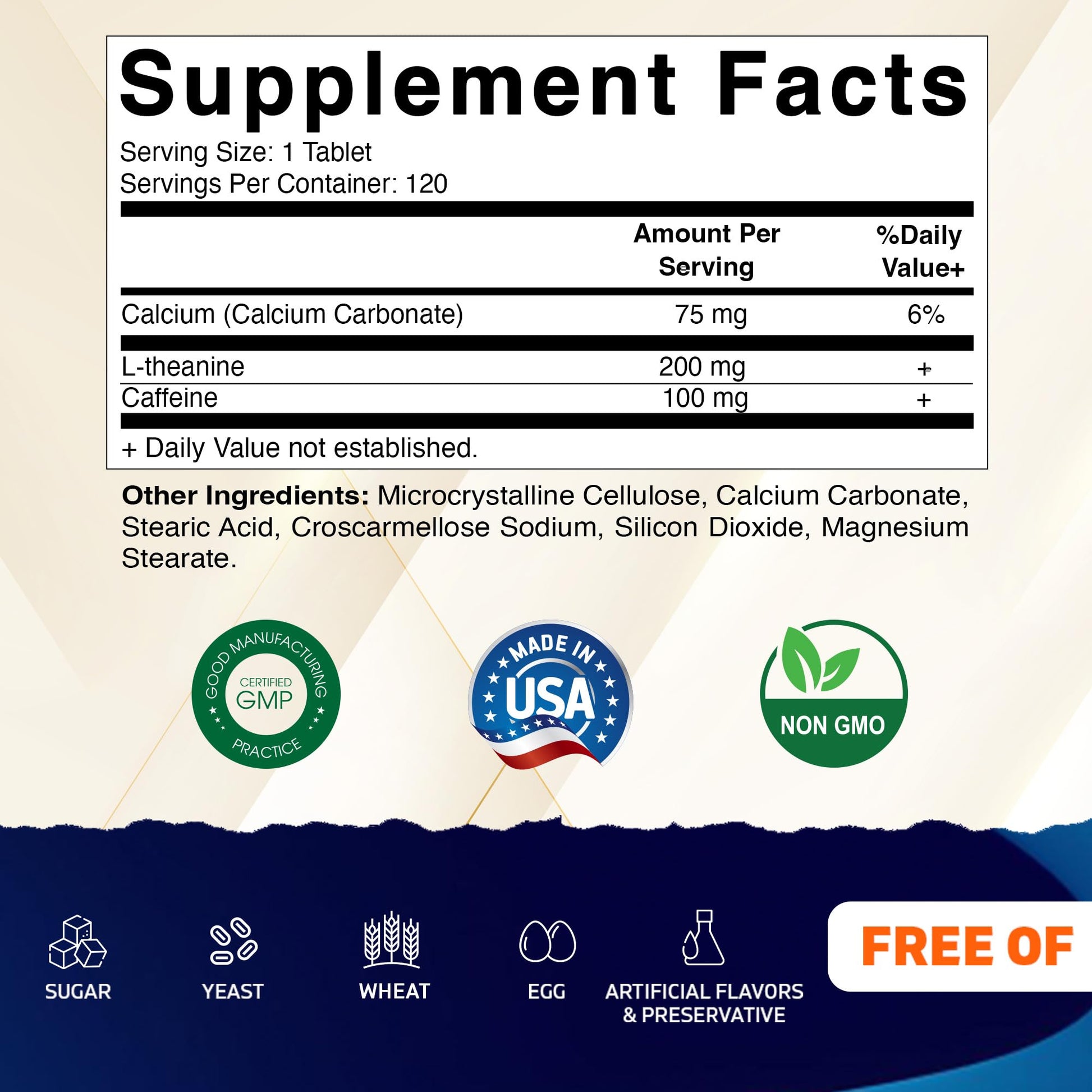 Vitamatic L-Theanine 200mg with Caffeine 100mg – 120 Vegetarian Tablets Nootropic Supplement for Focused Energy & Mental Clarity - OzHealthStandard