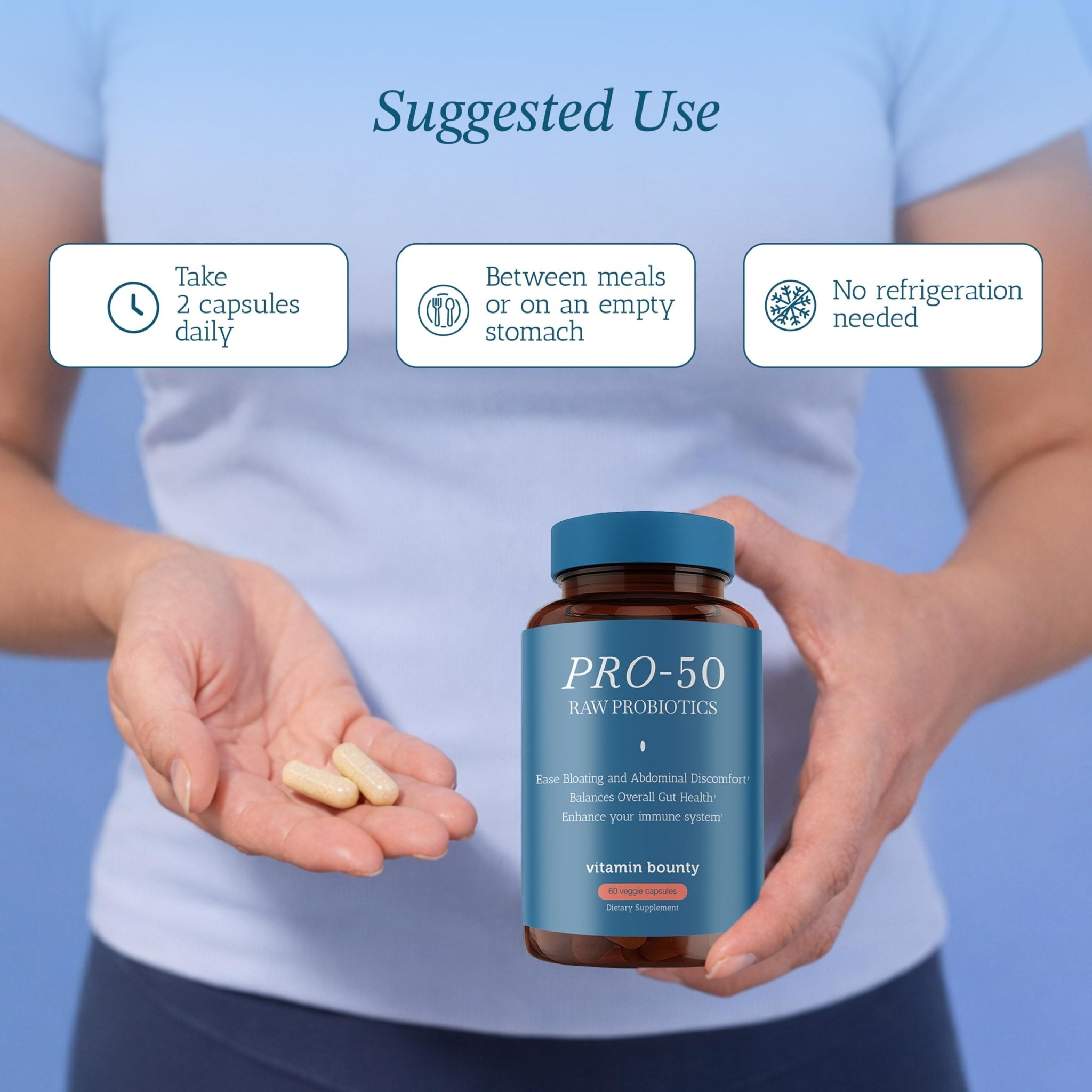 Vitamin Bounty Pro-50 Probiotics 50 Billion CFU for Women & Men - 13 Multi Strain Probiotic + Prebiotic - Digestive Health Supplements for Gut Health Support - Delayed Release Capsules for Men & Women - OzHealthStandard