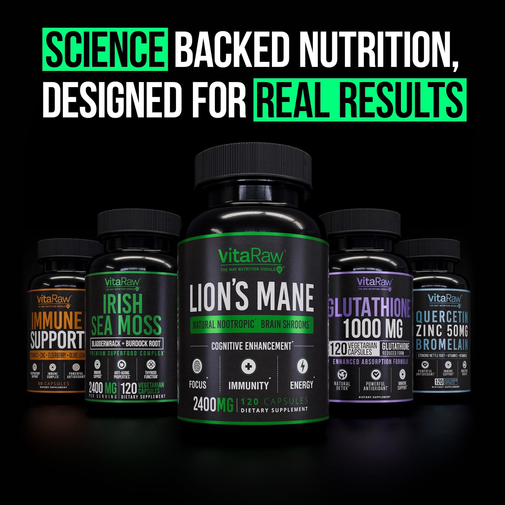 VitaRaw Organic Lions Mane Supplement Capsules 2400 mg - Powerful Nootropic - Helps Maintain Memory, Energy, and Mental Clarity - Vegan Brain Booster Focus Pills - Real Lion's Mane Supplement - OzHealthStandard