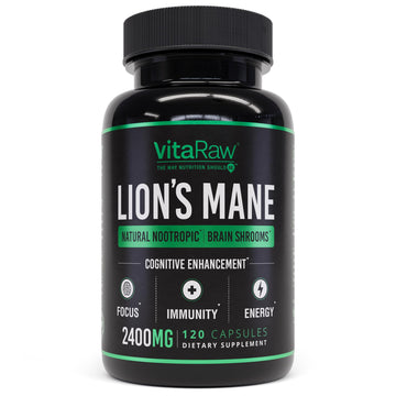 VitaRaw Organic Lions Mane Supplement Capsules 2400 mg - Powerful Nootropic - Helps Maintain Memory, Energy, and Mental Clarity - Vegan Brain Booster Focus Pills - Real Lion's Mane Supplement - OzHealthStandard