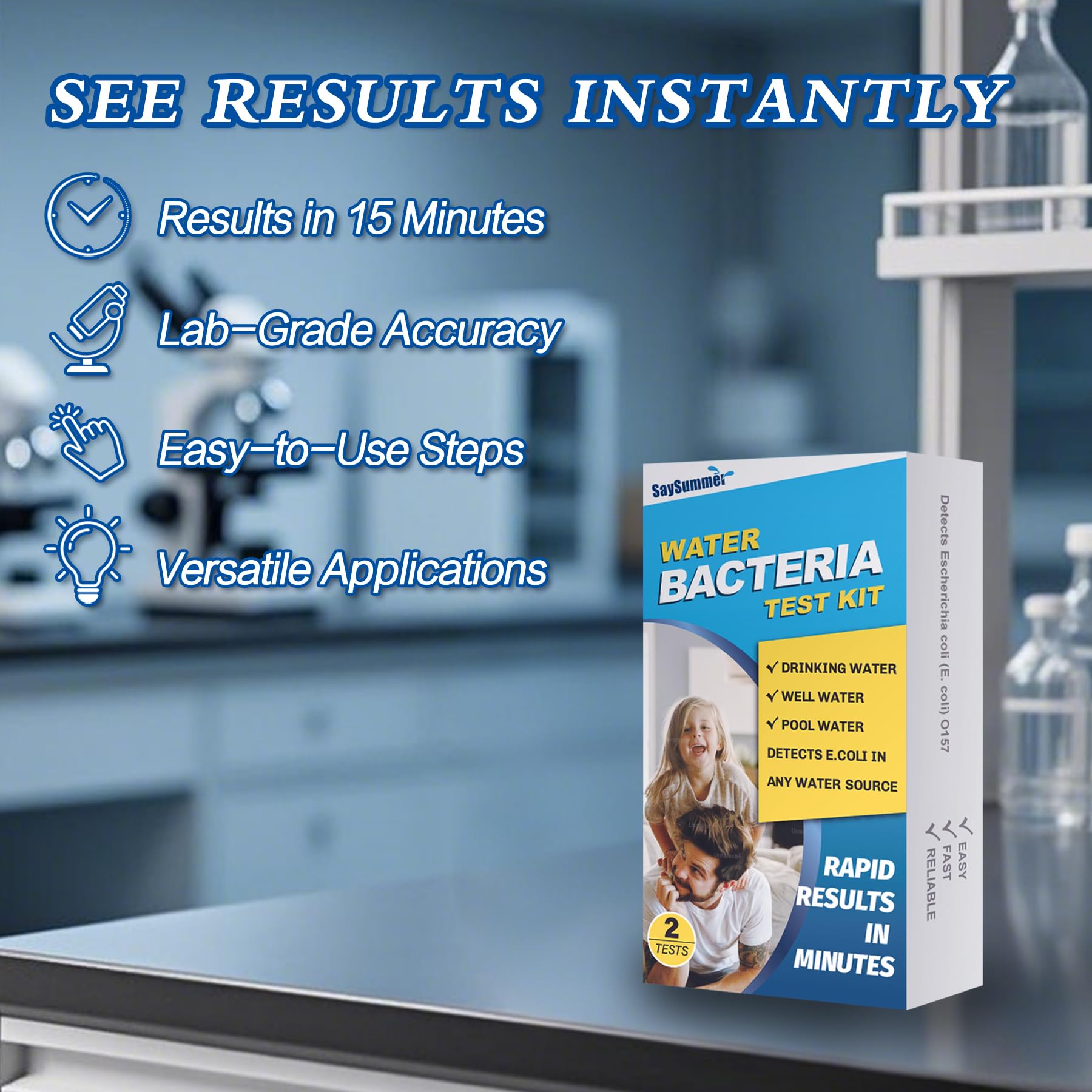 Water Bacteria Test Kit for Drinking Water: Results in 15 Minutes Coliform Bacteria Water Test Kit 2 Counts for Any Water Source Including Well Water Pool Water - OzHealthStandard