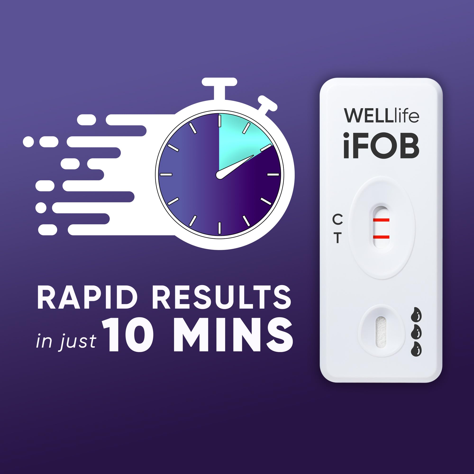 WELLlife iFOB Immunochemical Fecal Occult Blood Test, Colon Screening Test Kit Stool Test at Home Easy to Use, 1 Test Detect Hidden Blood in 10 Minutes FOB Test for Home - OzHealthStandard