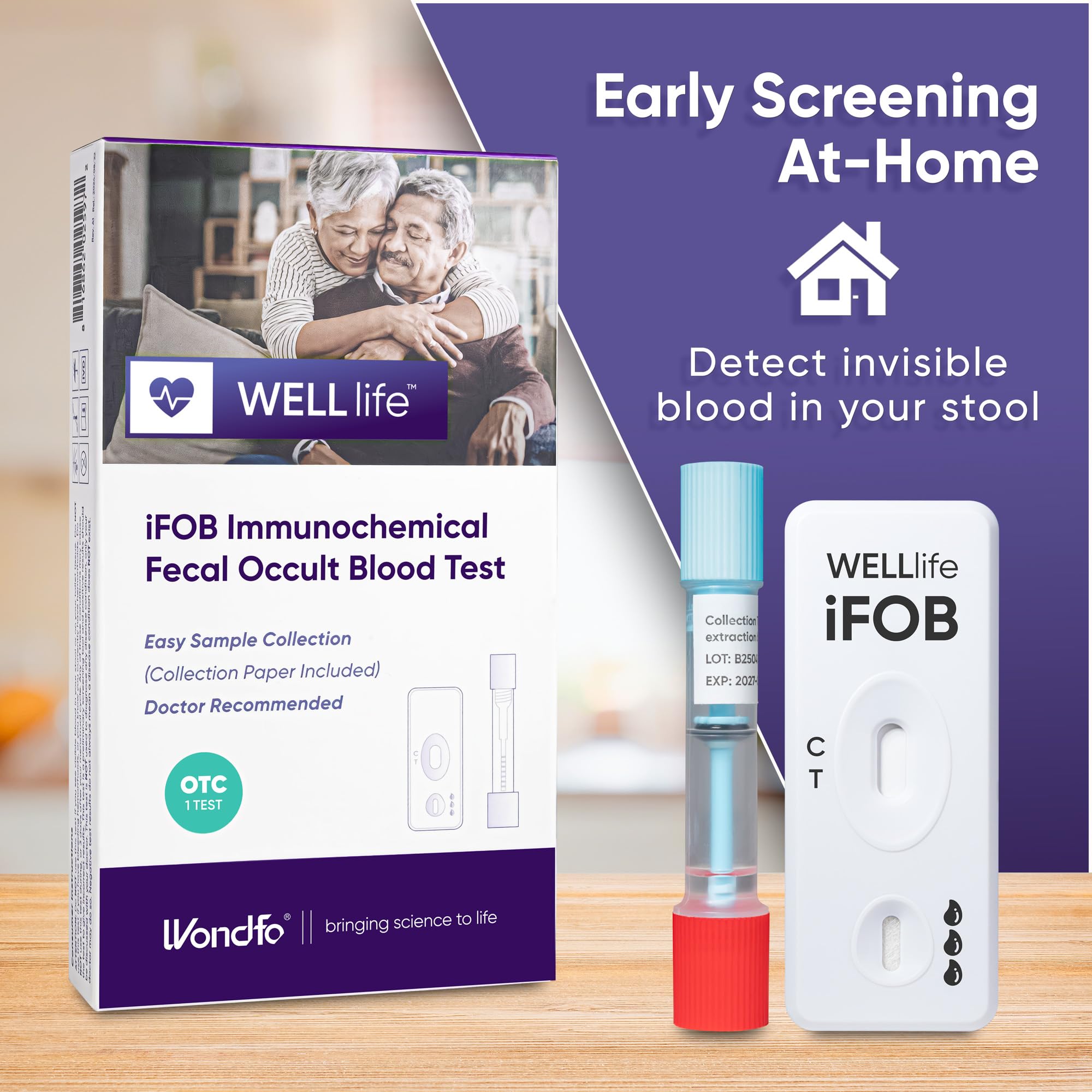 WELLlife iFOB Immunochemical Fecal Occult Blood Test, Colon Screening Test Kit Stool Test at Home Easy to Use, 1 Test Detect Hidden Blood in 10 Minutes FOB Test for Home - OzHealthStandard