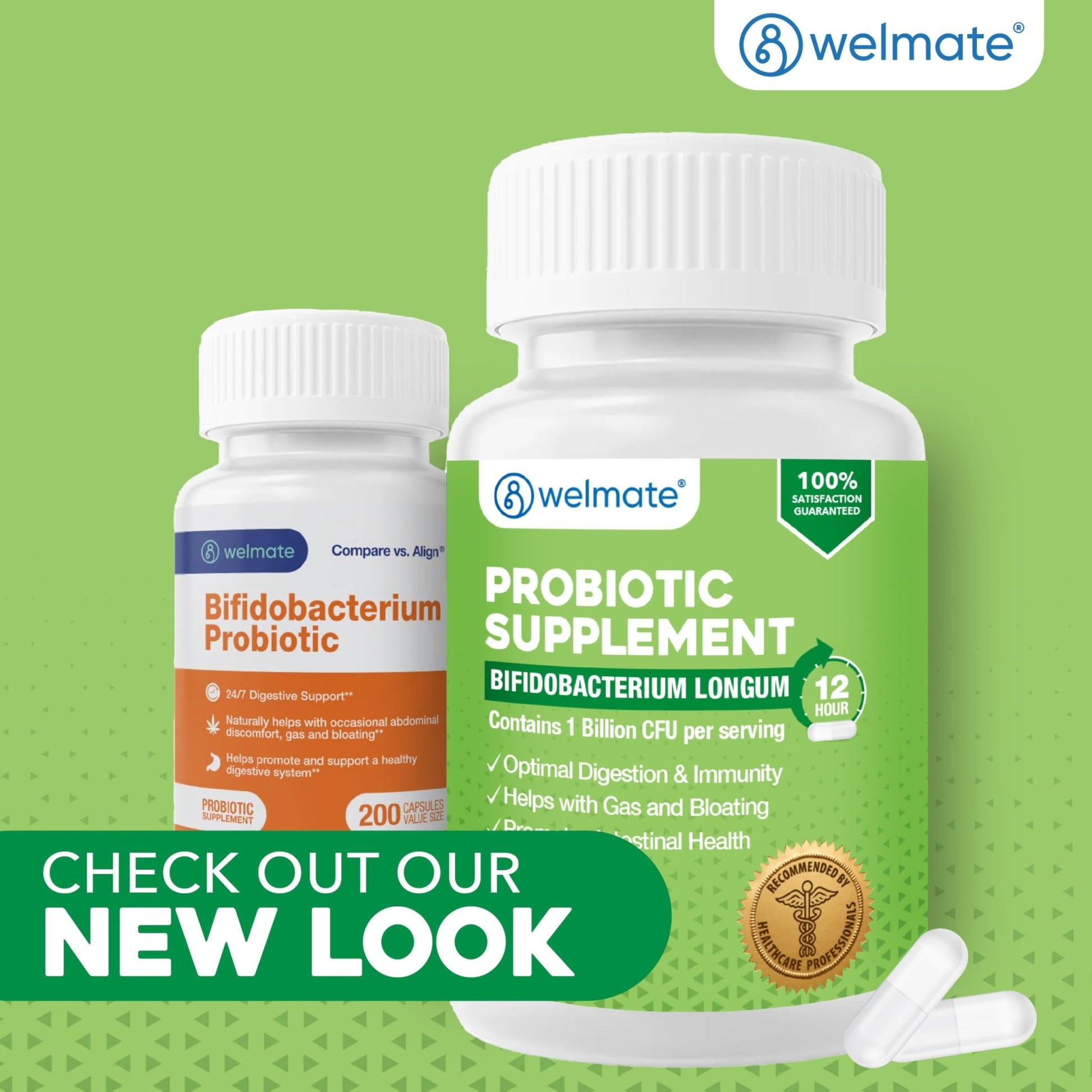 WELMATE Bifidobacterium - Probiotic Supplement - Supports Gut Health - Immune Support - Digestive Enzymes - Gluten Free - Vegan - Men & Womens Probiotic - Value Size - 200 Count - OzHealthStandard