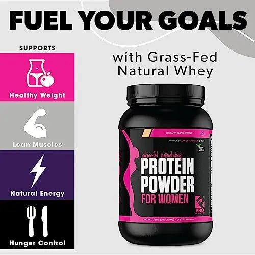 Whey Protein Powder for Women - Supports Lean Muscle - Low Carb - Gluten Free - Grass Fed & rBGH Hormone Free (Creamy Vanilla, 2 lb) - OzHealthStandard