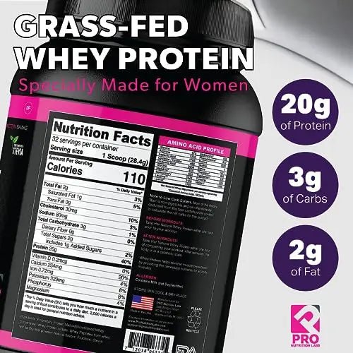 Whey Protein Powder for Women - Supports Lean Muscle - Low Carb - Gluten Free - Grass Fed & rBGH Hormone Free (Creamy Vanilla, 2 lb) - OzHealthStandard