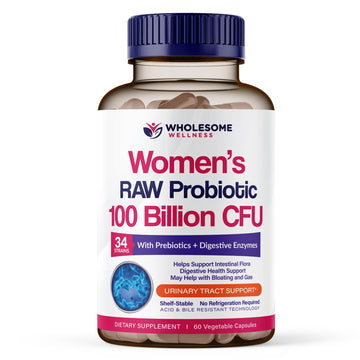 Wholesome Wellness Dr. Formulated Raw Probiotics for Women 100 Billion CFUs Capsules with Prebiotics, Digestive Enzymes - OzHealthStandard