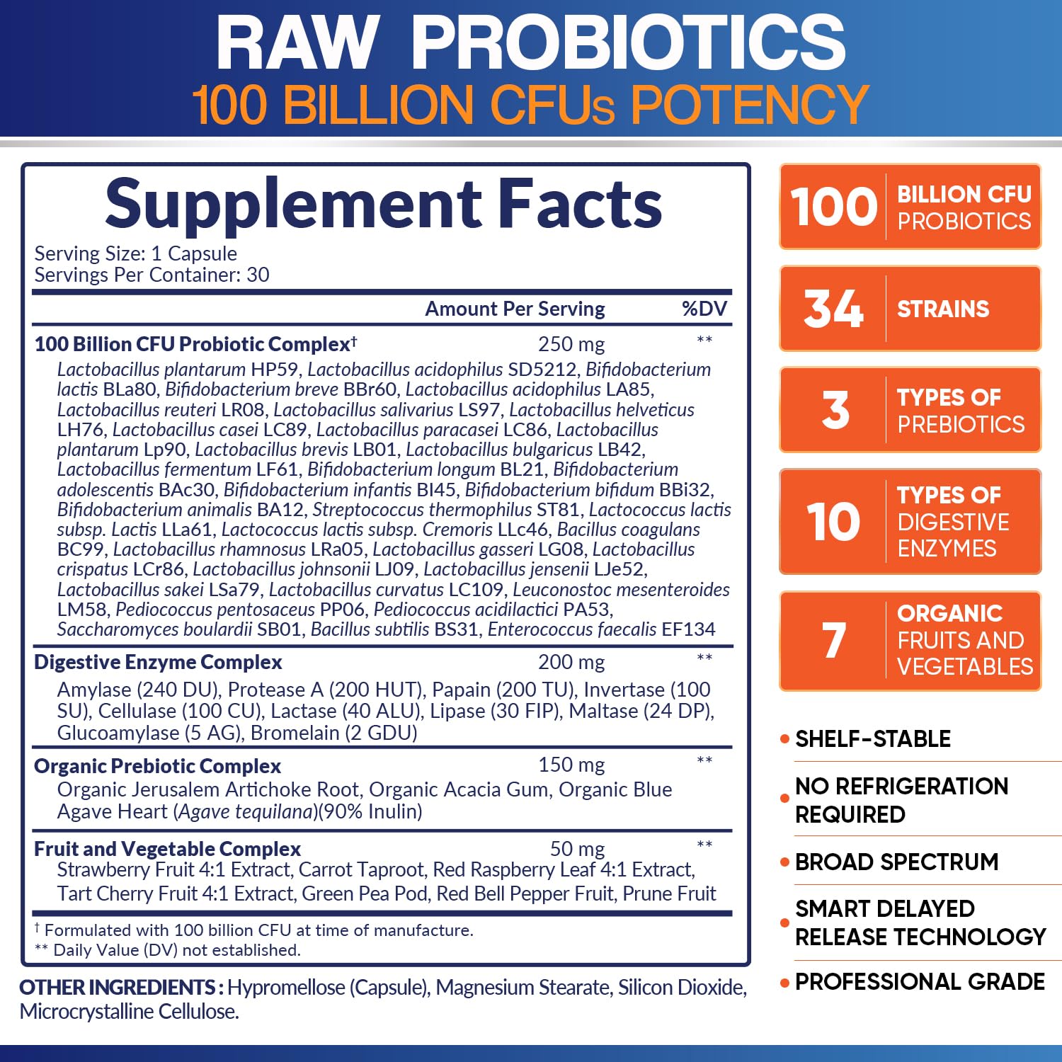 Wholesome Wellness Organic Raw Probiotics 100 Billion CFU, Dr Formulated for Women and Men, Complete Adult Supplement with Prebiotics - OzHealthStandard