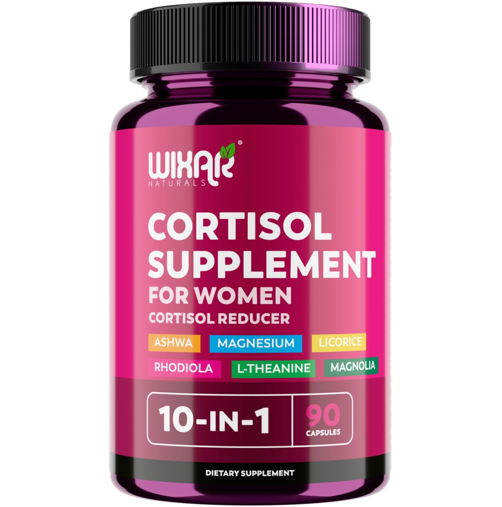 WIXAR Cortisol Supplements for Women with Ashwagandha, Magnesium, L-Theanine, Rhodiola Rosea - for High Cortisol Balanace Manager - for Sleep Support, Mood & Focus Supplement - 90 Capsules - OzHealthStandard