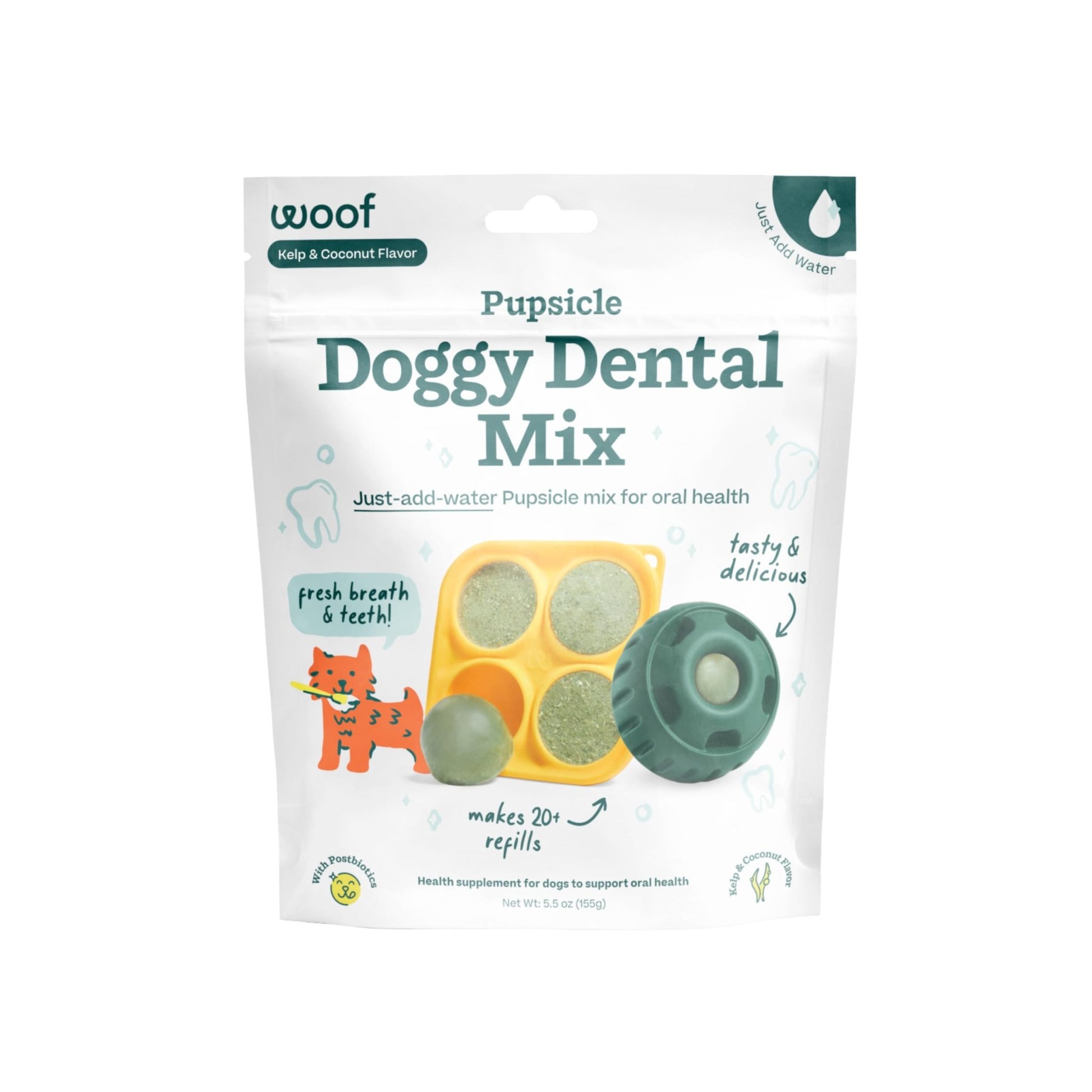 Woof Doggy Dental Pupsicle Mix - Dog Teeth Cleaning Powder for The Pupsicle - Long Lasting Postbiotic Dental Enzyme Mix to Support Oral Health for Dogs - OzHealthStandard