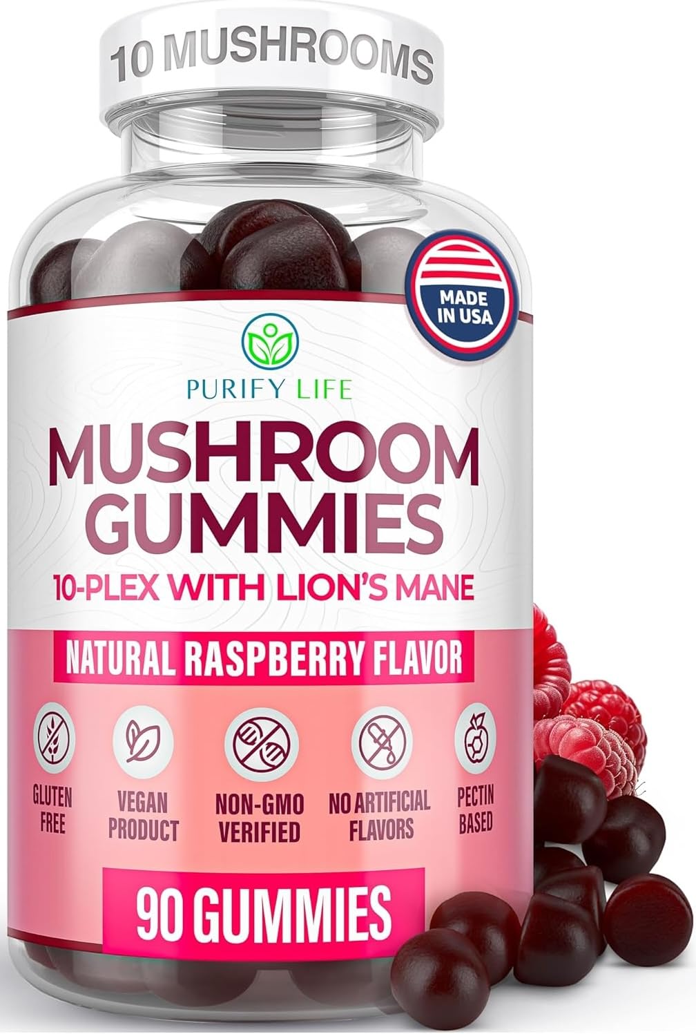 World's First Mushroom Complex Gummies with Lions Mane, Immune Support & Stress Relief, Nootropic Mushroom Supplement for Adults & Children (90 Chews 2500mg/serving) - OzHealthStandard