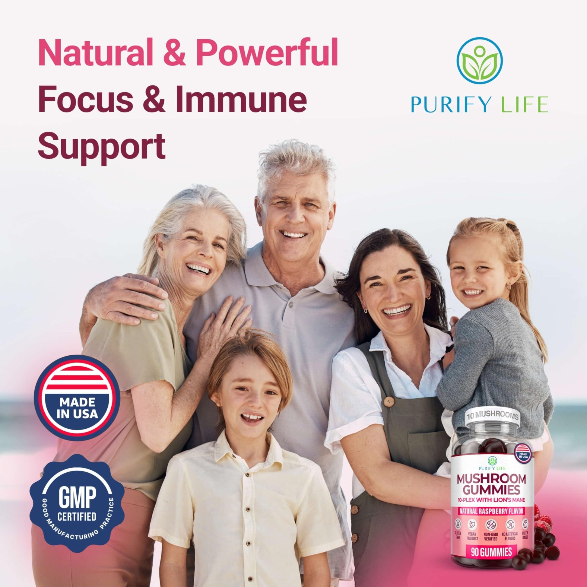 World's First Mushroom Complex Gummies with Lions Mane, Immune Support & Stress Relief, Nootropic Mushroom Supplement for Adults & Children (90 Chews 2500mg/serving) - OzHealthStandard