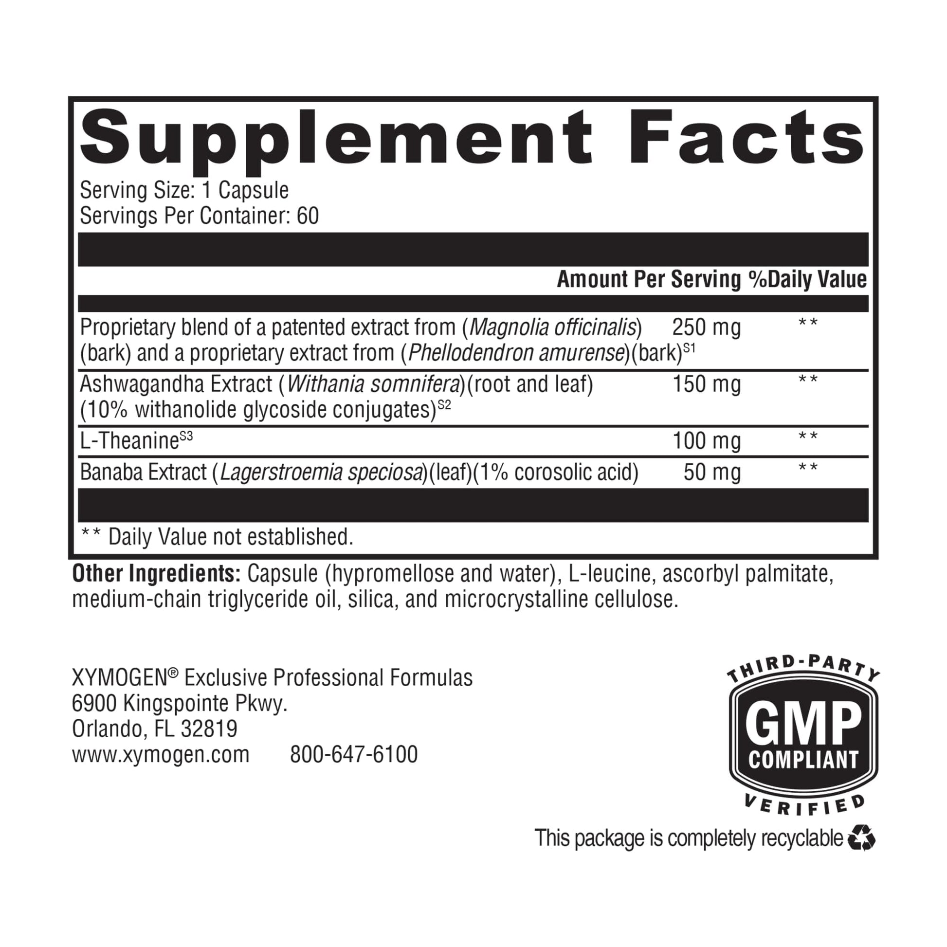 XYMOGEN Cortisolv Cortisol Supplement - Ashwagandha Supplement with L Theanine to Support Healthy Cortisol Levels, Energy, Relaxation and Mental Clarity (60 Capsules) - OzHealthStandard