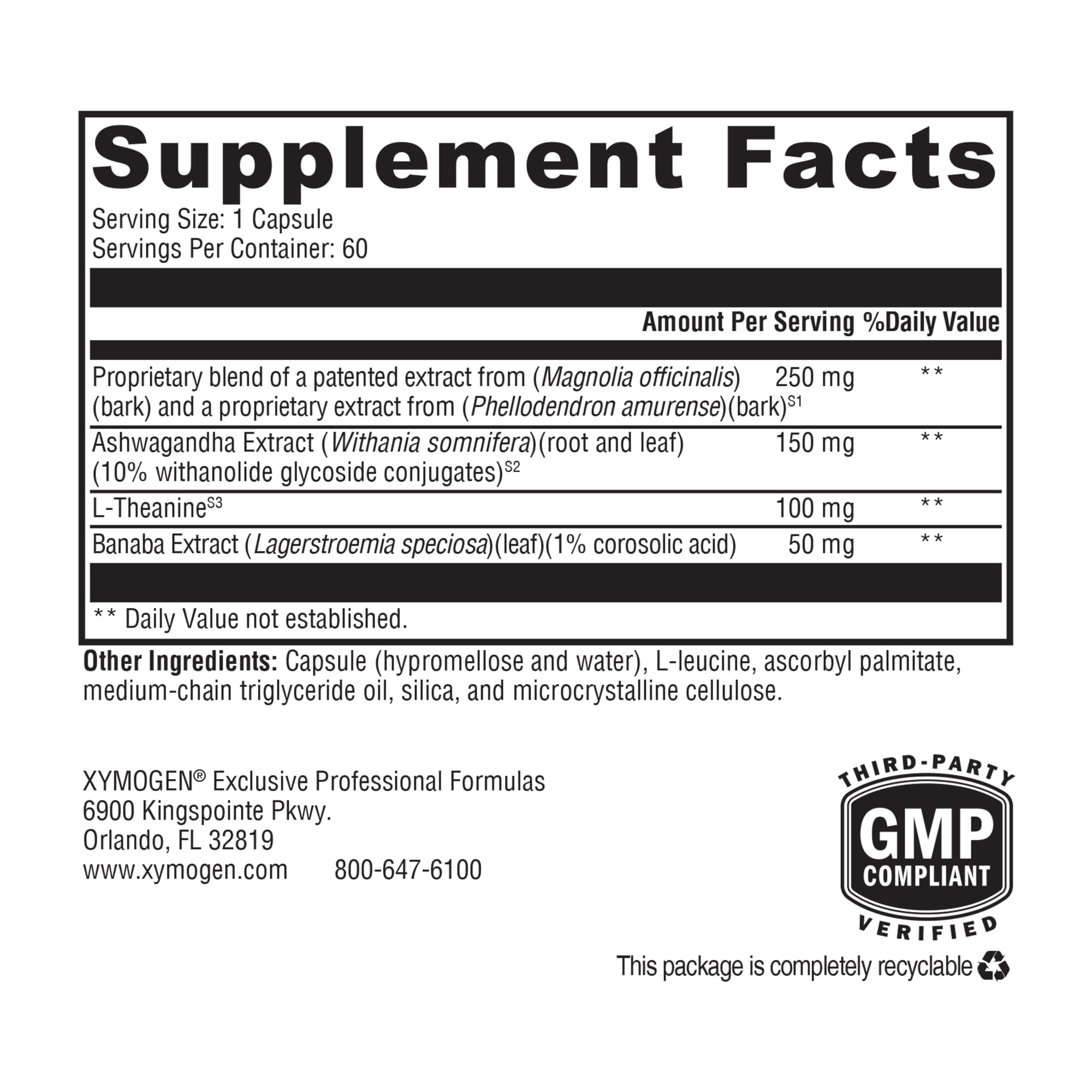 XYMOGEN Cortisolv Cortisol Supplement - Ashwagandha Supplement with L Theanine to Support Healthy Cortisol Levels, Energy, Relaxation and Mental Clarity (60 Capsules) - OzHealthStandard
