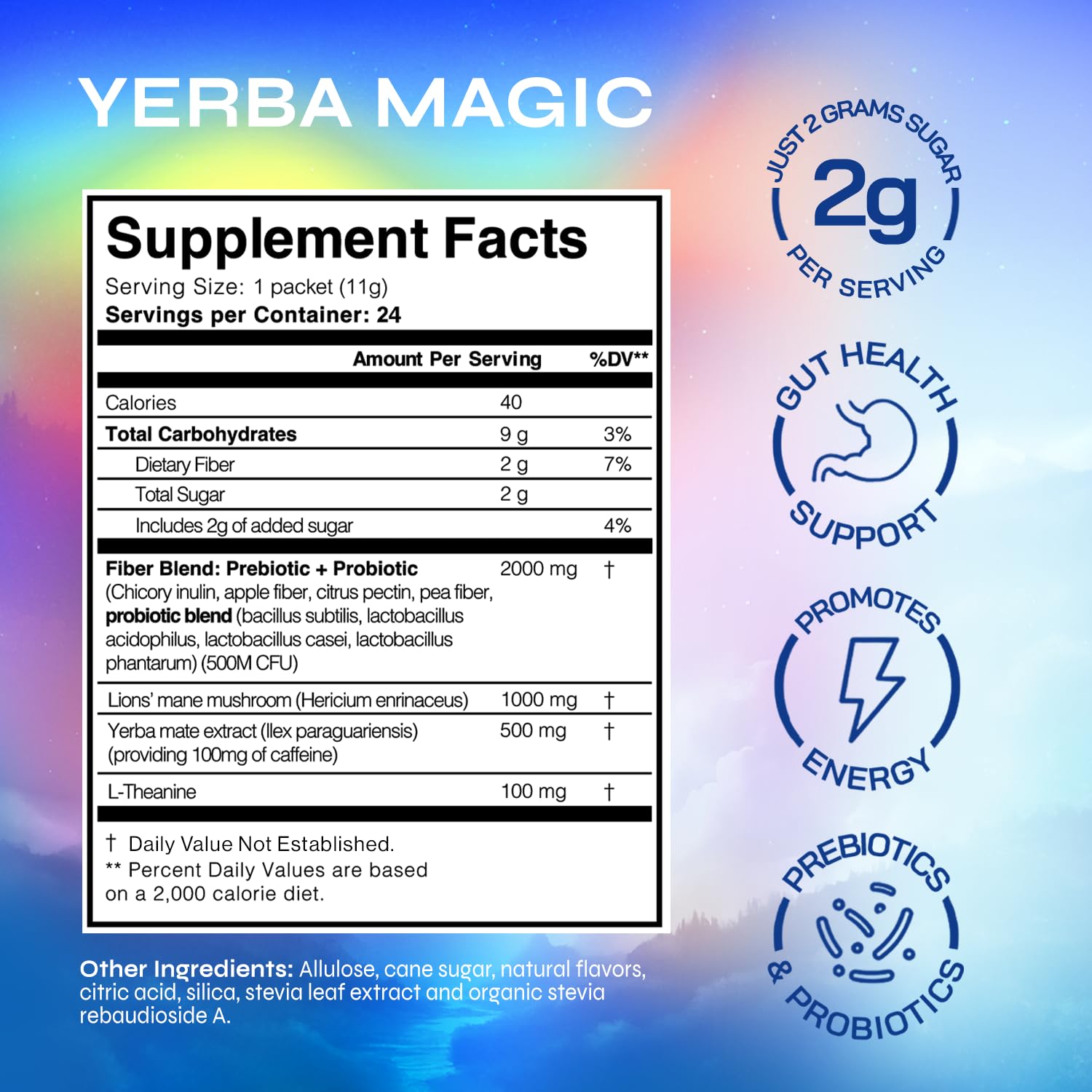 Yerba Magic Instant Yerba Mate Powder Packets – Clean Energy & Focus Drink Mix for Gut Health – Nootropic Blend with Lion’s Mane, L-Theanine, Prebiotics & Probiotics – Low Sugar Natural Caffeine – Variety Pack, 24 Sticks - OzHealthStandard