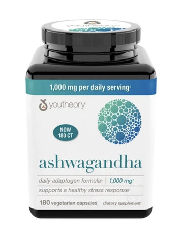 Youtheory Ashwagandha 1000mg with KSM-66 - Helps Support a Healthy Stress Response,180 Capsules (Pack of 1) - OzHealthStandard