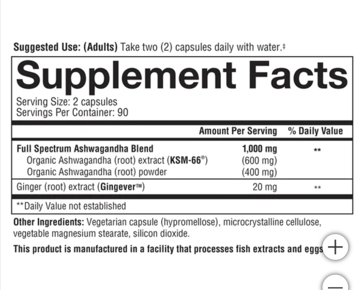 Youtheory Ashwagandha 1000mg with KSM-66 - Helps Support a Healthy Stress Response,180 Capsules (Pack of 1) - OzHealthStandard