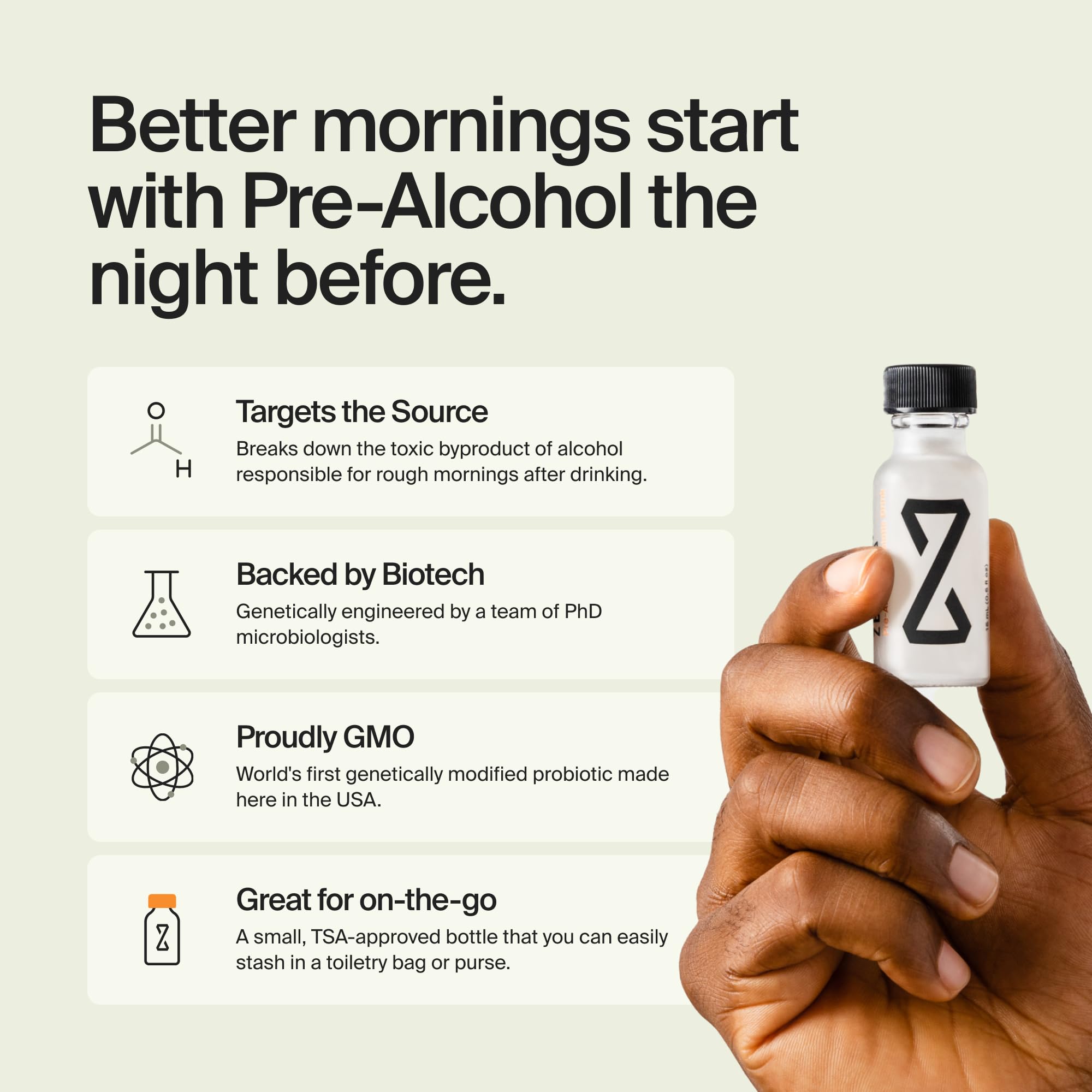 ZBiotics — Feel Better After Drinking, Wake Up Refreshed, Science-Backed, Patented Probiotic for Easier Mornings, Travel-Friendly, 3-Pack of 0.47 Fl Oz Bottles - OzHealthStandard