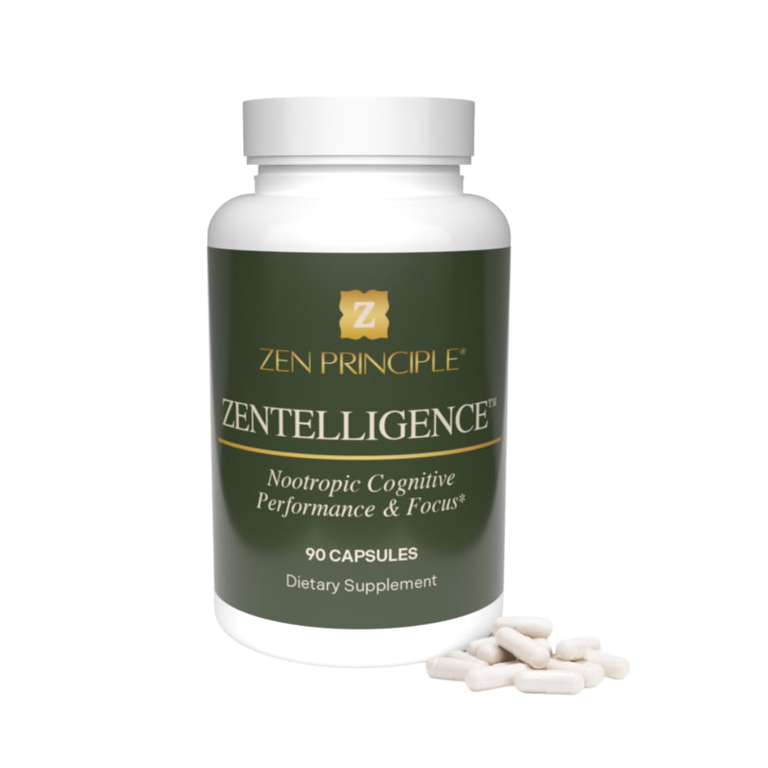 Zen Principle Zentelligence™ Focus Nootropic Supplement for Students & Professionals | Energy, Memory & Stress Support | Jitter-Free Formula with L-Theanine, Ginkgo Biloba, Huperzine A. 90 Capsules - OzHealthStandard