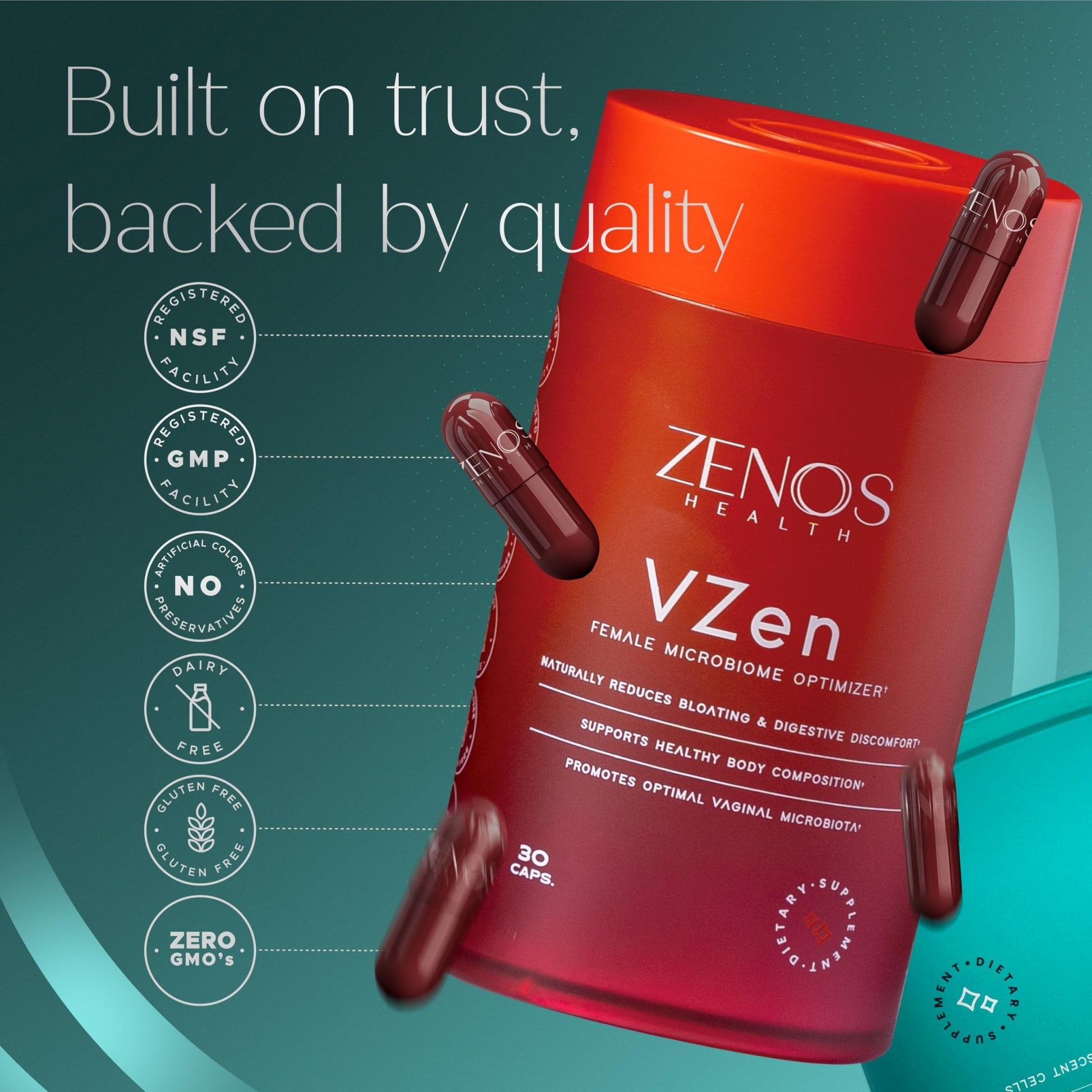 Zenos Health VZen Vaginal Probiotics for Women – Probiotics and Prebiotics for Digestive Health & Bloating Relief for Women – Improve Gut Health, Urinary Tract & Daily Wellness - Made in USA, 30 Caps - OzHealthStandard