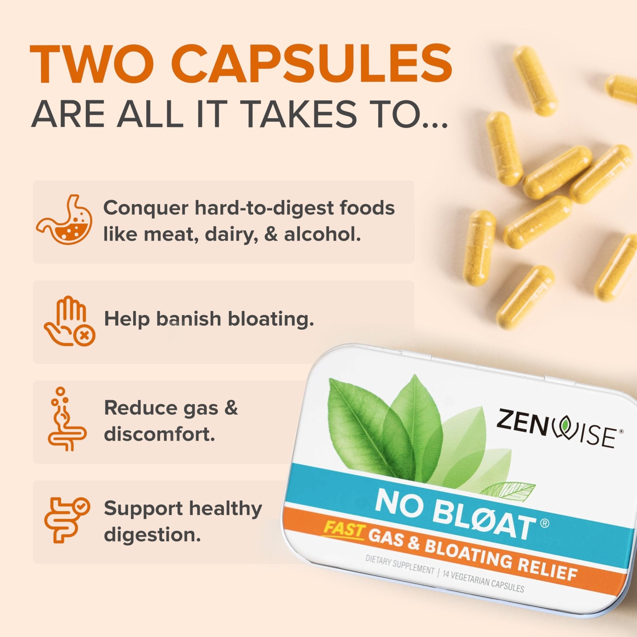 Zenwise Health No Bloat Probiotics for Women and Men Digestive Health with Ginger, Dandelion, and Lactase, Digestive Enzymes for Gas and Bloating Relief - Vegan Water Retention Pills - 14 CT - OzHealthStandard