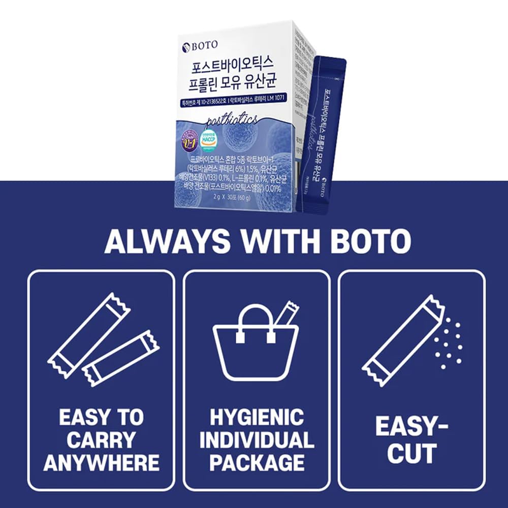 ZIOSTAND BOTO Korean Care it Probiotics Natural Prebiotics Proline Breast Milk Lactobacillus, Colon Cleanse, Immunity Support - 1 Month (30 of Pack, PostBiotics) - OzHealthStandard